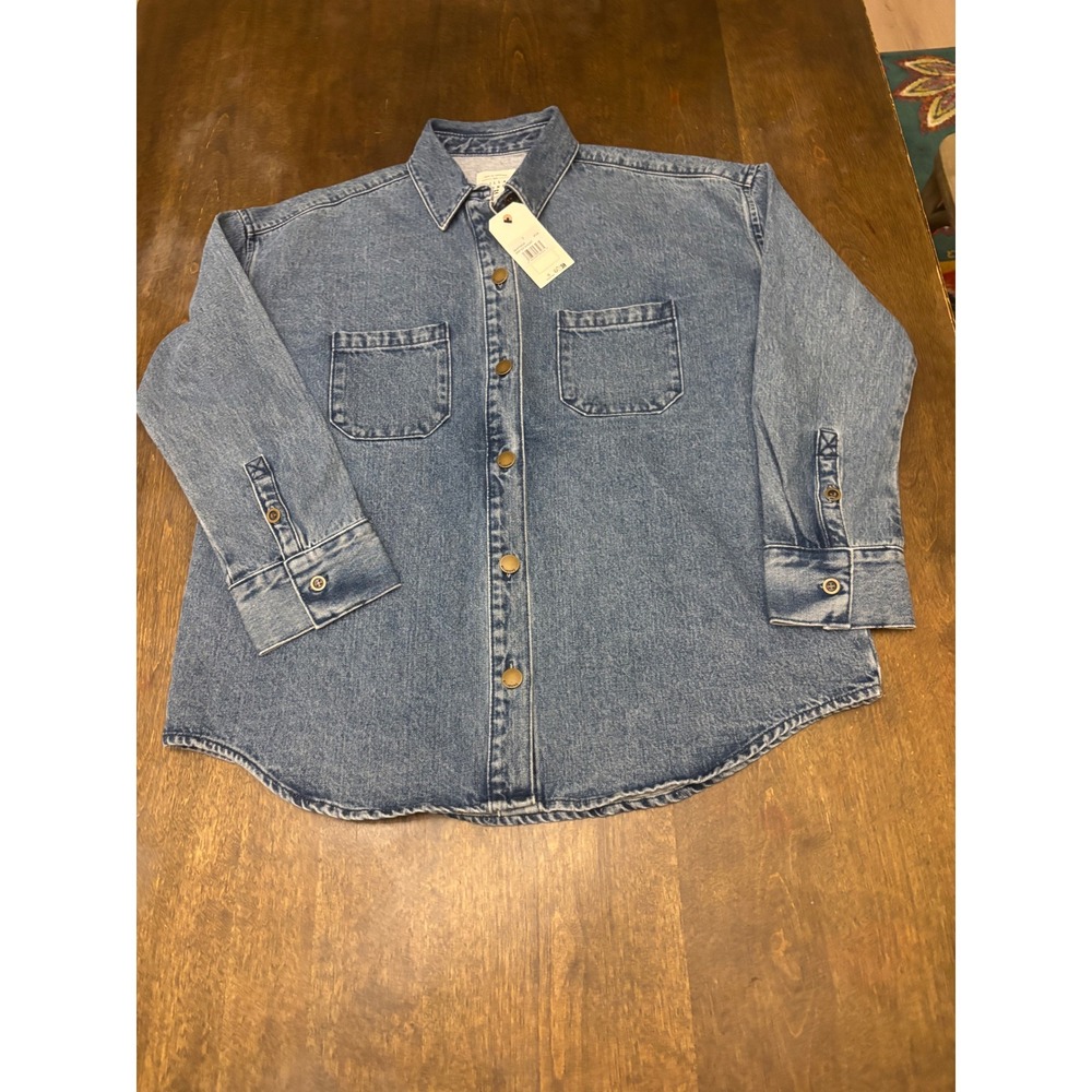 Billabong Deep Sea Shacket Womens Small Blue Denim Shirt Jacket ABJWT00526 BTLW